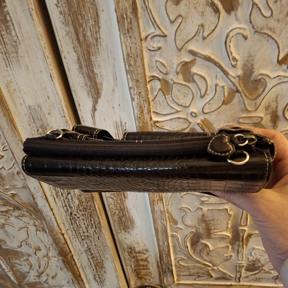 Brighton Black Pebbled Leather Croc-embossed Wallet Organizer.  - Picture 9 of 16